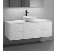 neoro n50 Ensemble de meubles l : 140 cm, 6 tiroirs, lavabo Ø 45 cm blanc mat,, BN0106WM+BN0421WM+2#BN0420WM+BN0408WH,