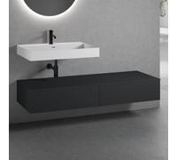 neoro n50 Ensemble de meubles l : 160 cm, 2 tiroirs, lavabo blanc mat avec 1 trou percé, BN0138WM+2#BN0412BM+BN0405BM,