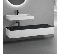 neoro n50 Ensemble de meubles l : 160 cm, 2 tiroirs, lavabo blanc mat avec 1 trou percé, BN0138WM+2#BN0412WM+BN0405BM,
