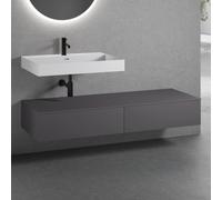 neoro n50 Ensemble de meubles l : 160 cm, 2 tiroirs, lavabo blanc mat avec 1 trou percé, BN0138WM+2#BN0412GR+BN0405GR,