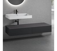 neoro n50 Ensemble de meubles l : 160 cm, 2 tiroirs, lavabo blanc mat avec 1 trou percé, BN0138WM+2#BN0412BM+BN0405GR,