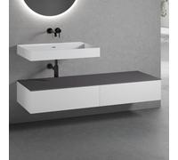neoro n50 Ensemble de meubles l : 160 cm, 2 tiroirs, lavabo blanc mat sans trou percé,, BN0134WM+2#BN0412WM+BN0405GR,