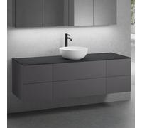 neoro n50 Ensemble de meubles l : 160 cm, 6 tiroirs, lavabo Ø 45 cm blanc mat,, BN0106WM+BN0422GR+2#BN0420GR+BN0405BM,