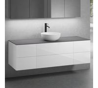 neoro n50 Ensemble de meubles l : 160 cm, 6 tiroirs, lavabo Ø 45 cm blanc mat,, BN0106WM+BN0422WH+2#BN0420WH+BN0405GR,