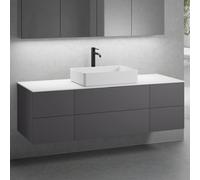 neoro n50 Ensemble de meubles l : 160 cm, 6 tiroirs, lavabo l : 58 cm blanc mat,, BN0065WM+BN0422GR+2#BN0420GR+BN0405WH,
