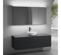 neoro n50 Ensemble de meubles l : 160 cm, 6 tiroirs, vasque Ø 40 cm blanc mat, avec armoire de toilette,, BN0064WM+BN0422BM+2#BN0420BM+BN0405GR+2#BN0473MI,