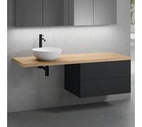 neoro n50 Ensemble de meubles l : 160 cm, meuble bas l : 80 cm, 2 tiroirs, lavabo Ø 45 cm blanc mat,, BN0106WM+BN0422BM+BN0405W1,