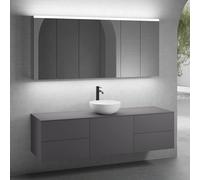 neoro n50 Ensemble de meubles l : 180 cm, 5 tiroirs, vasque Ø 40 cm blanc mat, avec armoire de toilette,, BN0064WM+2#BN0421GR+BN0431GR+BN0409GR+3#BN0472MI,