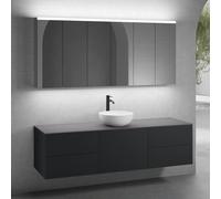 neoro n50 Ensemble de meubles l : 180 cm, 5 tiroirs, vasque Ø 45 cm blanc mat, avec armoire de toilette,, BN0106WM+2#BN0421BM+BN0431BM+BN0409GR+3#BN0472MI,
