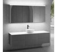 neoro n50 Ensemble de meubles l : 180 cm, 5 tiroirs, vasque Ø 45 cm blanc mat, avec armoire de toilette,, BN0106WM+2#BN0421GR+BN0431GR+BN0409WH+3#BN0472MI,