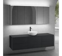 neoro n50 Ensemble de meubles l : 180 cm, 5 tiroirs, vasque Ø 45 cm blanc mat, avec armoire de toilette,, BN0106WM+2#BN0421BM+BN0431BM+BN0409BM+3#BN0472MI,