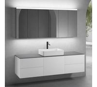 neoro n50 Ensemble de meubles l : 180 cm, 5 tiroirs, vasque l : 58 cm blanc mat, avec armoire de toilette,, BN0065WM+2#BN0421WM+BN0431WM+BN0409GR+3#BN0472MI,