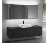 neoro n50 Ensemble de meubles l : 180 cm, 5 tiroirs, vasque l : 58 cm blanc mat, avec armoire de toilette,, BN0065WM+2#BN0421BM+BN0431BM+BN0409BM+3#BN0472MI,