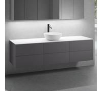 neoro n50 Ensemble de meubles l : 180 cm, 6 tiroirs, lavabo Ø 40 cm blanc mat,, BN0064WM+3#BN0421GR+BN0409WM,