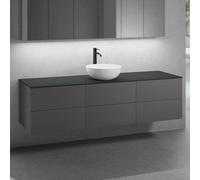 neoro n50 Ensemble de meubles l : 180 cm, 6 tiroirs, lavabo Ø 45 cm blanc mat,, BN0106WM+3#BN0421GR+BN0409BM,
