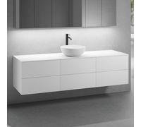 neoro n50 Ensemble de meubles l : 180 cm, 6 tiroirs, lavabo Ø 45 cm blanc mat,, BN0106WM+3#BN0421WM+BN0409WH,
