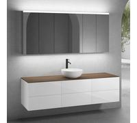 neoro n50 Ensemble de meubles l : 180 cm, 6 tiroirs, vasque Ø 40 cm blanc mat, avec armoire de toilette,, BN0064WM+3#BN0421WH+BN0409WL+3#BN0472MI,