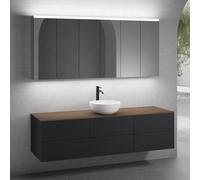 neoro n50 Ensemble de meubles l : 180 cm, 6 tiroirs, vasque Ø 40 cm blanc mat, avec armoire de toilette,, BN0064WM+3#BN0421BM+BN0409WL+3#BN0472MI,