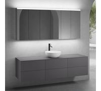 neoro n50 Ensemble de meubles l : 180 cm, 6 tiroirs, vasque Ø 40 cm blanc mat, avec armoire de toilette,, BN0064WM+3#BN0421GR+BN0409GR+3#BN0472MI,