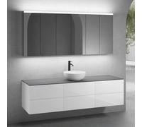 neoro n50 Ensemble de meubles l : 180 cm, 6 tiroirs, vasque Ø 40 cm blanc mat, avec armoire de toilette,, BN0064WM+3#BN0421WH+BN0409GR+3#BN0472MI,