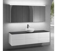 neoro n50 Ensemble de meubles l: 180 cm, 6 tiroirs, vasque Ø 40 cm blanc mat, avec armoire de toilette pour la Suisse,, BN0064WM+3#BN0421BWH+BN0409BM+3#BN0485MI,