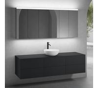 neoro n50 Ensemble de meubles l : 180 cm, 6 tiroirs, vasque Ø 45 cm blanc mat, avec armoire de toilette,, BN0106WM+3#BN0421BM+BN0409BM+3#BN0472MI,