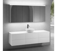 neoro n50 Ensemble de meubles l: 180 cm, 6 tiroirs, vasque Ø 45 cm blanc mat, avec armoire de toilette pour la Suisse,, BN0106WM+3#BN0421BWM+BN0409WH+3#BN0485MI,