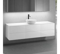 neoro n50 Ensemble de meubles l: 180 cm, 6 tiroirs, vasque Ø 45 cm blanc mat,, BN0106WM+3#BN0421BWH+BN0409WH,