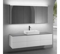 neoro n50 Ensemble de meubles l : 180 cm, 6 tiroirs, vasque l : 58 cm blanc mat, avec armoire de toilette,, BN0065WM+3#BN0421WM+BN0409GR+3#BN0472MI,