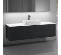 neoro n50 Ensemble de meubles l: 180 cm, 6 tiroirs, vasque l: 58 cm, blanc mat,, BN0065WM+3#BN0421BBM+BN0409WM,