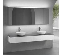 neoro n50 Ensemble de meubles l : 200 cm, 2 tiroirs, 2 vasques Ø 40 cm blanc mat, avec armoire de toilette,, 2#BN0064WM+2#BN0413WH+BN0406GR+2#BN0474MI,