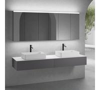 neoro n50 Ensemble de meubles l : 200 cm, 2 tiroirs, 2 vasques l : 58 cm blanc mat, avec armoire de toilette,, 2#BN0065WM+2#BN0413GR+BN0406WH+2#BN0474MI,