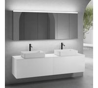 neoro n50 Ensemble de meubles l : 200 cm, 2 tiroirs, 2 vasques l : 58 cm blanc mat, avec armoire de toilette,, 2#BN0065WM+2#BN0433WM+BN0406WH+2#BN0474MI,