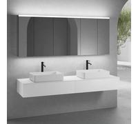 neoro n50 Ensemble de meubles l : 200 cm, 2 tiroirs, 2 vasques l : 58 cm blanc mat, avec armoire de toilette,, 2#BN0065WM+2#BN0413WM+BN0406WM+2#BN0474MI,