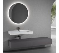 neoro n50 Ensemble de meubles l : 200 cm, 2 tiroirs, lavabo blanc mat avec 1 trou percé, avec miroir n30,, BN0139WM+2#BN0413GR+BN0406GR+BN0011MI,