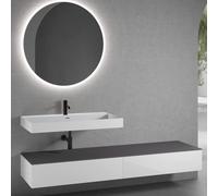 neoro n50 Ensemble de meubles l : 200 cm, 2 tiroirs, lavabo blanc mat avec 1 trou percé, avec miroir n30,, BN0139WM+2#BN0413WH+BN0406GR+BN0011MI,