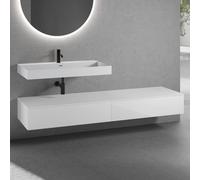 neoro n50 Ensemble de meubles l : 200 cm, 2 tiroirs, lavabo blanc mat avec 1 trou percé, BN0139WM+2#BN0413WH+BN0406WH,