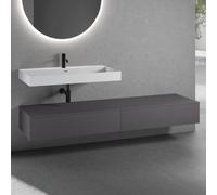 neoro n50 Ensemble de meubles l : 200 cm, 2 tiroirs, lavabo blanc mat avec 1 trou percé, BN0139WM+2#BN0413GR+BN0406GR,