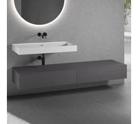 neoro n50 Ensemble de meubles l : 200 cm, 2 tiroirs, lavabo blanc mat sans trou percé,, BN0135WM+2#BN0413GR+BN0406GR,