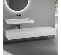 neoro n50 Ensemble de meubles l : 200 cm, 2 tiroirs, lavabo blanc mat sans trou percé,, BN0135WM+2#BN0413WM+BN0406WH,