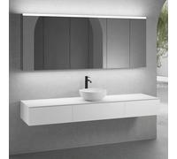 neoro n50 Ensemble de meubles l : 200 cm, 3 tiroirs, vasque Ø 40 cm blanc mat, avec armoire de toilette,, BN0064WM+BN0412WM+2#BN0411WM+BN0406WH+2#BN0474MI,