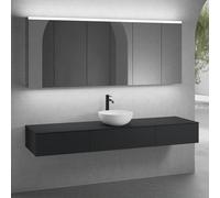 neoro n50 Ensemble de meubles l : 200 cm, 3 tiroirs, vasque Ø 45 cm blanc mat, avec armoire de toilette,, BN0106WM+BN0412BM+2#BN0411BM+BN0406BM+2#BN0474MI,