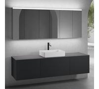 neoro n50 Ensemble de meubles l : 200 cm, 3 tiroirs, vasque l : 58 cm blanc mat, avec armoire de toilette,, BN0065WM+BN0432BM+2#BN0431BM+BN0406GR+2#BN0474MI,