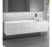 neoro n50 Ensemble de meubles l : 200 cm, 5 tiroirs, lavabo Ø 40 cm blanc mat,, BN0064WM+BN0432WH+2#BN0421WH+BN0406WH,