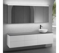 neoro n50 Ensemble de meubles l : 200 cm, 5 tiroirs, vasque Ø 40 cm blanc mat, avec armoire de toilette,, BN0064WM+BN0432WM+2#BN0421WM+BN0406GR+2#BN0474MI,