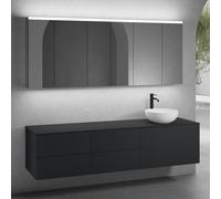 neoro n50 Ensemble de meubles l : 200 cm, 5 tiroirs, vasque Ø 45 cm blanc mat, avec armoire de toilette,, BN0106WM+BN0432BM+2#BN0421BM+BN0406BM+2#BN0474MI,