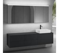 neoro n50 Ensemble de meubles l : 200 cm, 5 tiroirs, vasque l : 58 cm blanc mat, avec armoire de toilette,, BN0065WM+BN0432BM+2#BN0421BM+BN0406BM+2#BN0474MI,