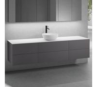 neoro n50 Ensemble de meubles l : 200 cm, 6 tiroirs, lavabo Ø 45 cm blanc mat,, BN0106WM+BN0422GR+2#BN0421GR+BN0406WM,