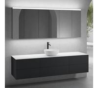 neoro n50 Ensemble de meubles l: 200 cm, 6 tiroirs, vasque Ø 40 cm blanc mat, avec armoire de toilette,, BN0064WM+BN0422BBM+2#BN0421BBM+BN0406WM+2#BN0474MI,
