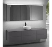 neoro n50 Ensemble de meubles l : 200 cm, 6 tiroirs, vasque Ø 40 cm blanc mat, avec armoire de toilette,, BN0064WM+BN0422GR+2#BN0421GR+BN0406GR+2#BN0474MI,